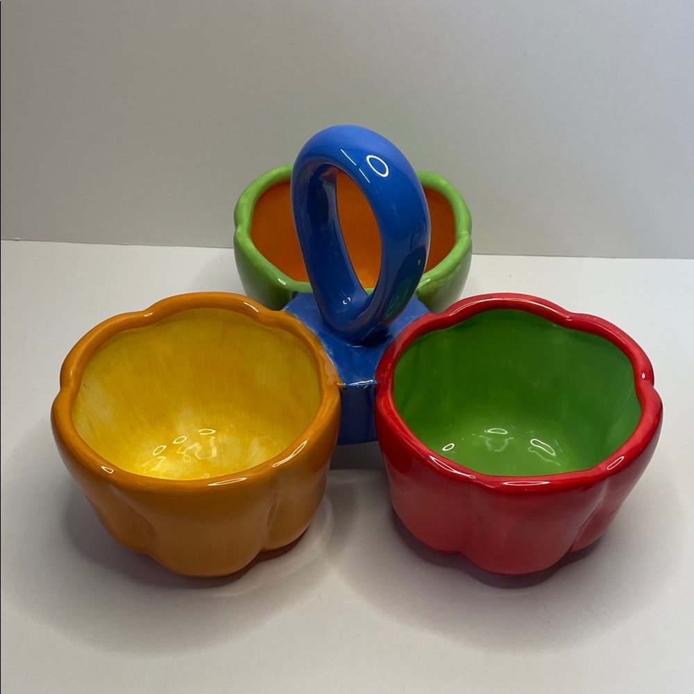 Vintage Gibson 3-section Colorful Ceramic 
Snack/condiment dish